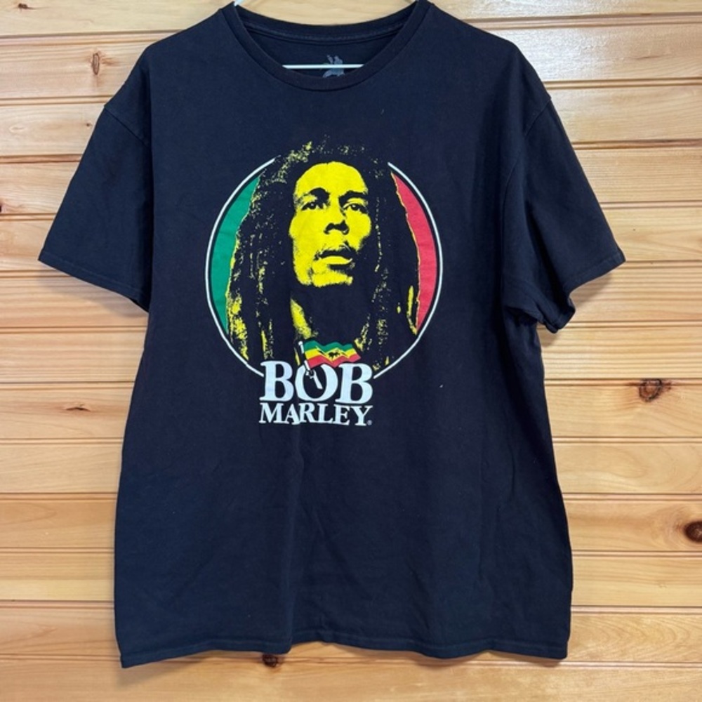 Bob Marley Zion Rootswear Black Graphic T-Shirt Large